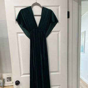 Velvet wrap dress emerald green
